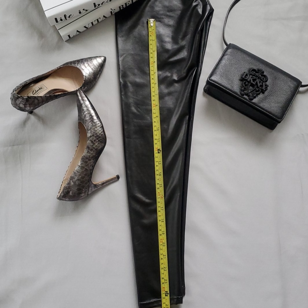 SOLD Stretchy High Waisted Faux Leather Pants - Picture 3 of 6